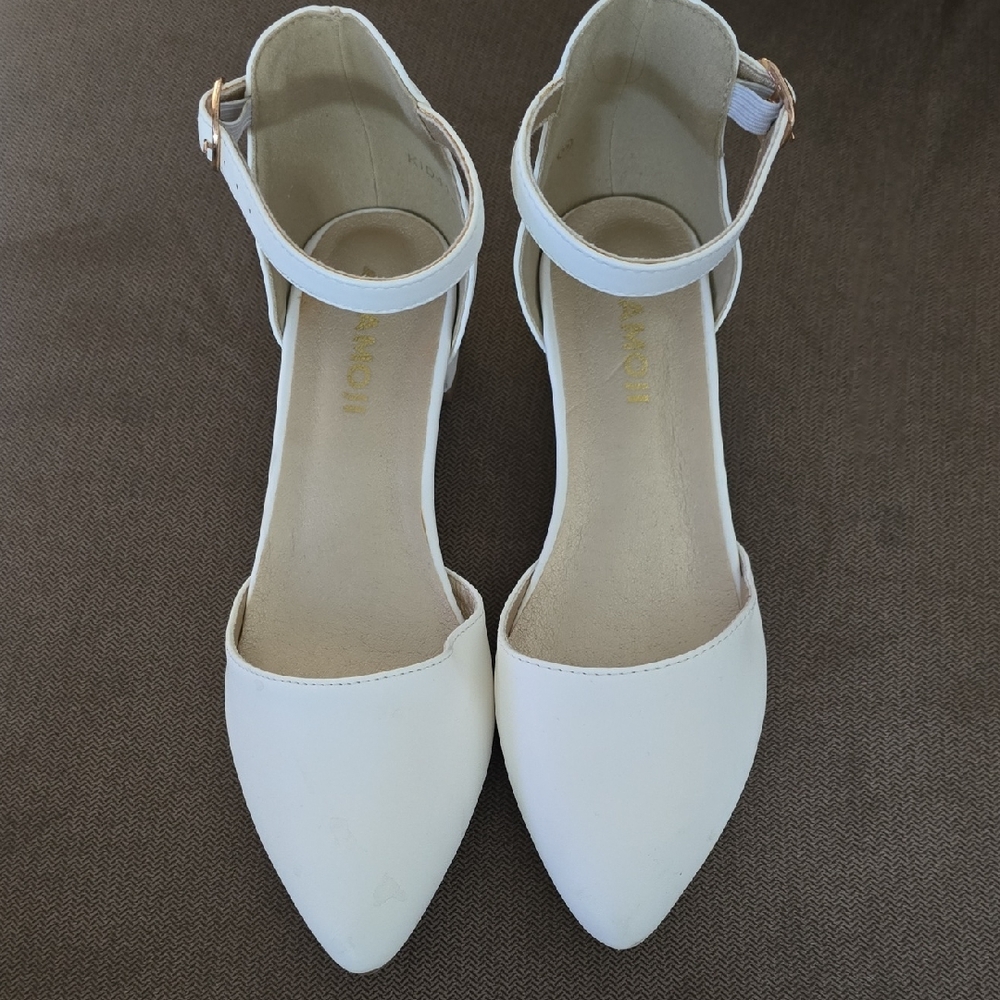 Elegant White Ankle Strap Heels